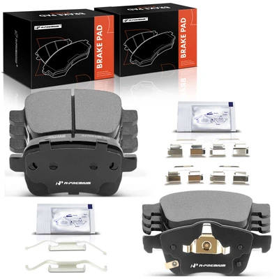 8 Pcs Front & Rear Ceramic Brake Pads with Hardware