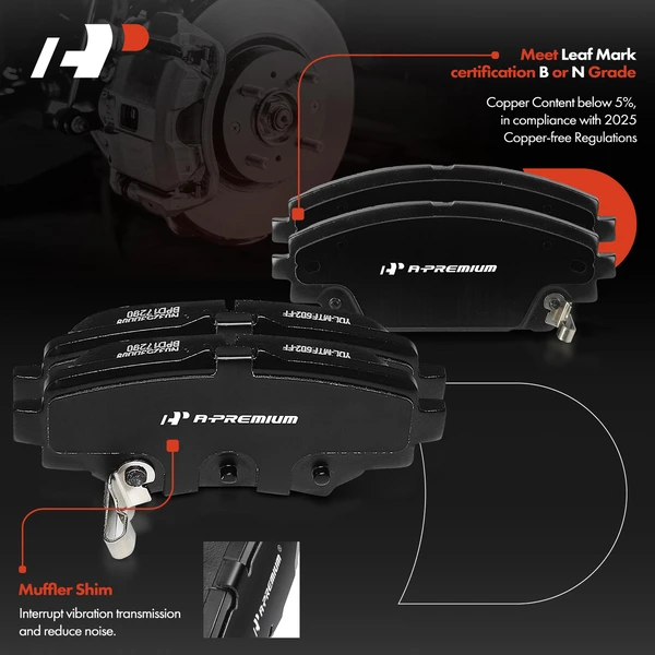 8 Pcs Front & Rear Ceramic Brake Pad for Mazda 3 2014-2018 Japan Built