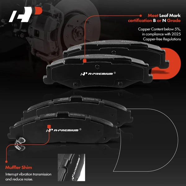 8 Pcs Front & Rear Ceramic Brake Pads for Cadillac XLR Chevrolet Corvette 1997-2013