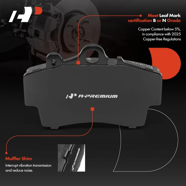 4 Pcs Front Ceramic Brake Pad for Porsche Boxster 1997-2008 Convertible