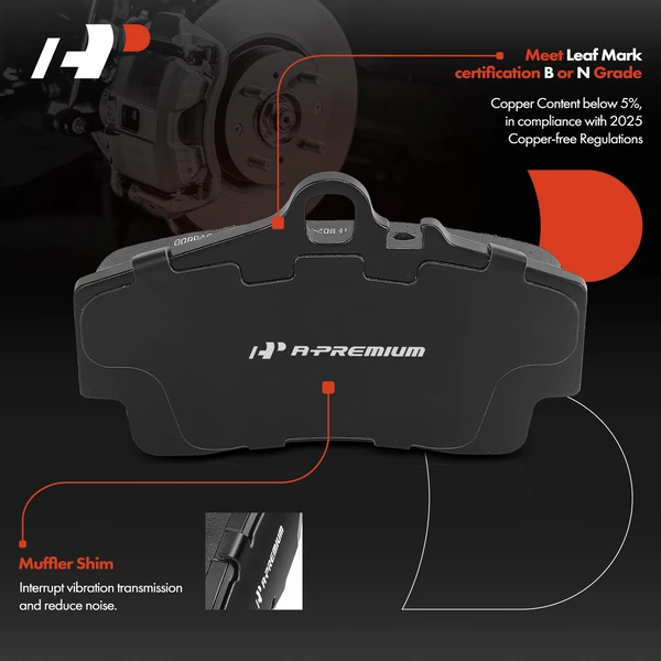 4 Pcs Rear Ceramic Brake Pad for Porsche 911 1998-2002 Boxster 1997-2006 Cayman