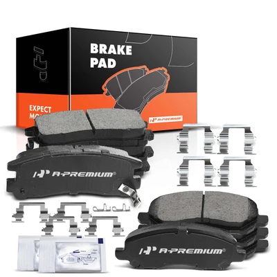 8 Pcs Front & Rear Ceramic Brake Pads with Sensor