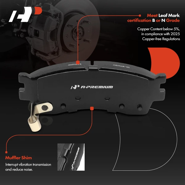 4 Pcs Front Ceramic Brake Pad for Kia Rio 2003-2005 Sephia 2001 Spectra