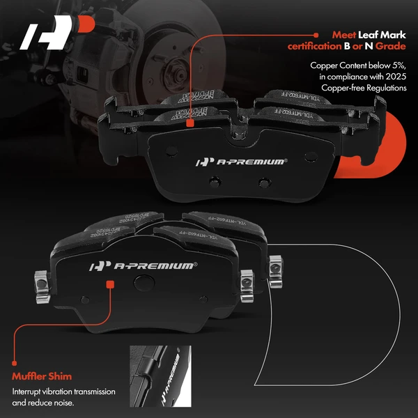 8 Pcs Front & Rear Ceramic Brake Pads for BMW X1 228i Gran Coupe Mini Cooper Clubman