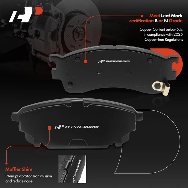 8 Pcs Front & Rear Ceramic Brake Pad for Mazda Protege 2001-2003 Protege5