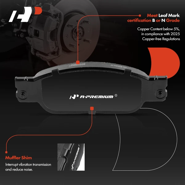 4 Pcs Front Ceramic Brake Pads for Ford Thunderbird Jaguar S-Type Lincoln LS