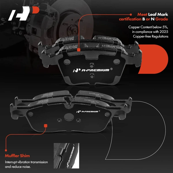 8Pcs Front & Rear Ceramic Brake Pad for Jaguar F-Pace 2017-2020 Land Rover