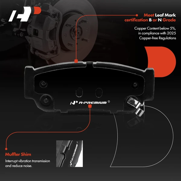 4 Pcs Rear Ceramic Brake Pads for Hyundai Entourage Kia Sedona Sorento 2003-2009