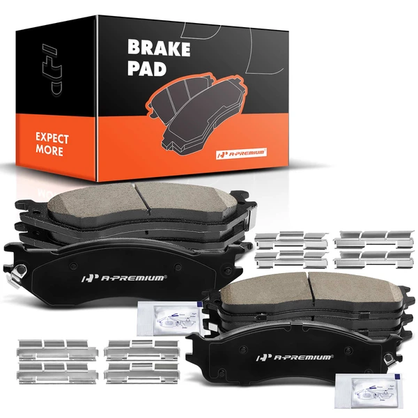 8 Pcs Front & Rear Ceramic Brake Pads with Sensor for Dodge Ram 1500 Ram 2500