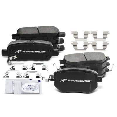8 Pcs Front & Rear Ceramic Brake Pads with Sensor