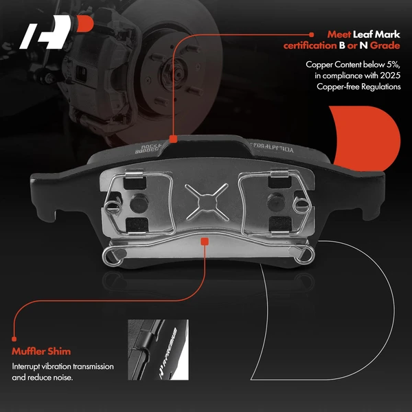 4 Pcs Rear Ceramic Brake Pads with Hardware for Mazda 3 5 Volvo S40 V50 Saab 9-3