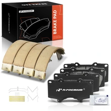 8 Pcs Front Ceramic Brake Pads & Rear Brake Shoes for 2005-2023 Toyota Tacoma