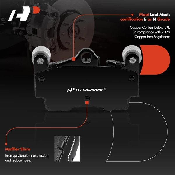 4 Pcs Rear Ceramic Brake Pads for Audi Q7 07-15 Volkswagen Touareg Porsche