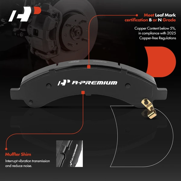 4 Pcs Rear Ceramic Brake Pads with Hardware for Chevrolet Express 3500 GMC