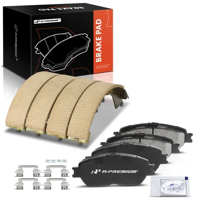 8 Pcs Front Ceramic Brake Pads & Rear Brake Shoes