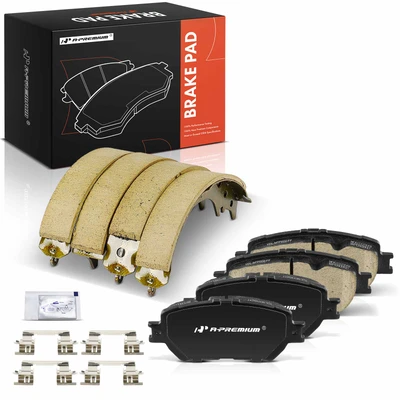 8 Pcs Front Ceramic Brake Pads & Rear Brake Shoes