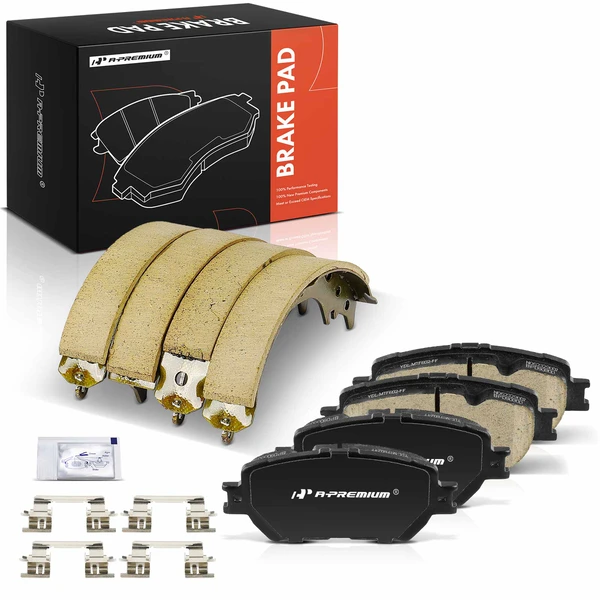 8 Pcs Front Ceramic Brake Pads & Rear Brake Shoes for Toyota Camry 2002-2005