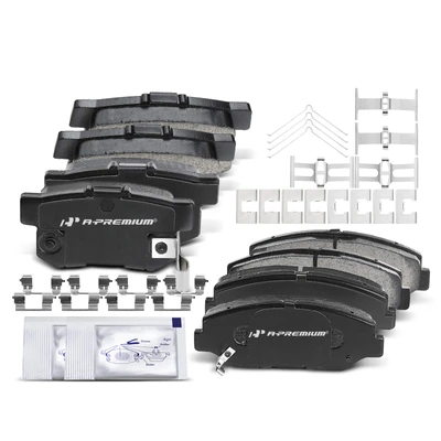 8 Pcs Front & Rear Ceramic Brake Pads with Sensor