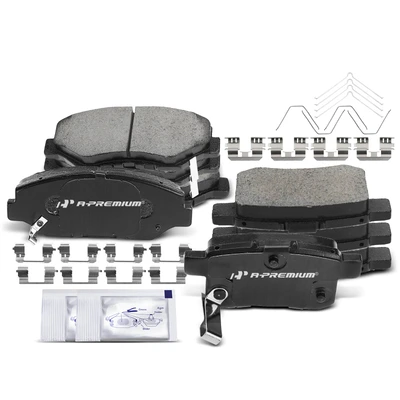 8 Pcs Front & Rear Ceramic Brake Pads with Sensor