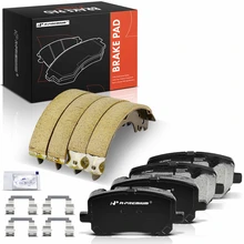 8 Pcs Front Ceramic Brake Pads & Rear Brake Shoes for 2003-2008 Toyota Corolla