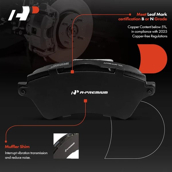 4 Pcs Front Ceramic Brake Pads with Hardware for Land Rover Freelander 2002-2005