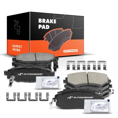 8 Pcs Front & Rear Ceramic Brake Pads with Sensor