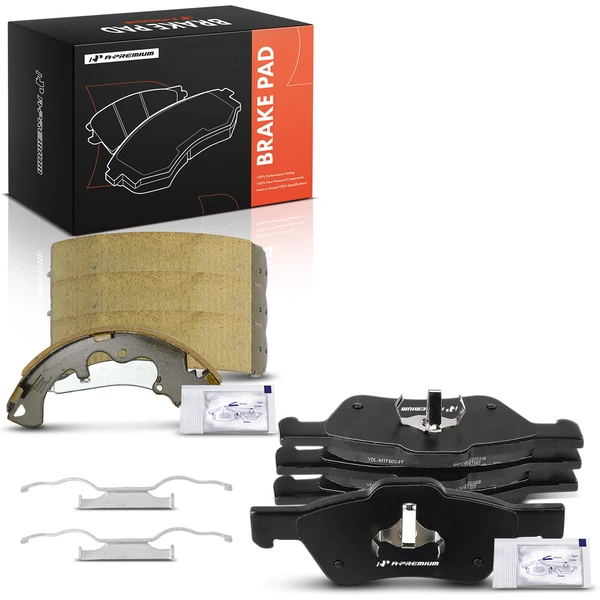 8 Pcs Front & Rear Ceramic Brake Pad & Brake Shoe for 2011 Mercury Mariner