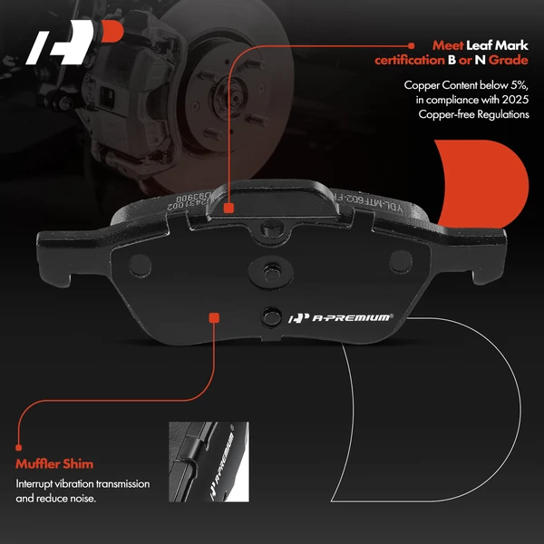 4 Pcs Front Ceramic Brake Pads for Mini Cooper 2002-2008 L4 1.6L