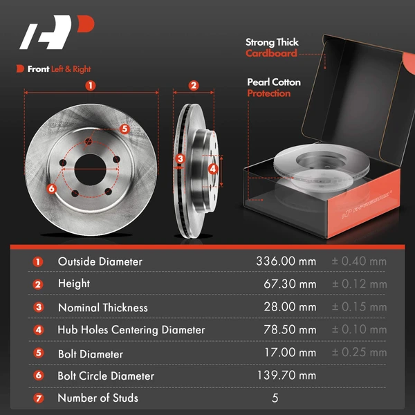 Disc Brake Rotors and Ceramic Pads Kit, 6 Pcs, Front Driver & Passenger, A-Premium, APBRPR317