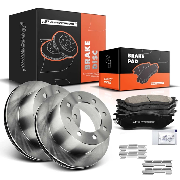 2001-2002 Dodge Ram 2500 Disc Brake Rotors and Ceramic Pads Kit, 6 Pcs, Rear Driver & Passenger, A-Premium, APBRPR132