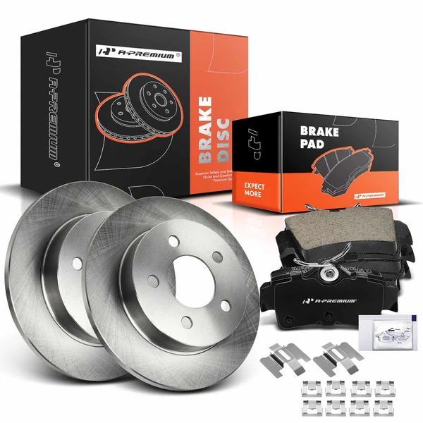 1994-2004 Ford Mustang Disc Brake Rotors and Ceramic Pads Kit, 6 Pcs, Rear Driver & Passenger, A-Premium, APBRPR005