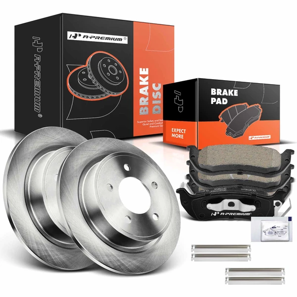 2004-2008 Chrysler Pacifica Disc Brake Rotors and Ceramic Pads Kit, 6 Pcs, Rear Driver & Passenger, A-Premium, APBRPR006