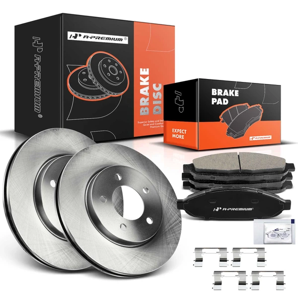 2004-2008 Chrysler Pacifica Disc Brake Rotors and Ceramic Pads Kit, 6 Pcs, Front Driver & Passenger, A-Premium, APBRPR007