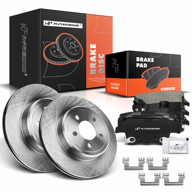 Brake Rotor + Brake Pad, Set of 6, Rear Driver & Passenger, A-Premium APBRPR009
