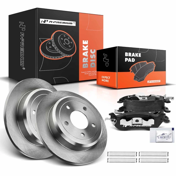 1996-2002 Mercury Grand Marquis Disc Brake Rotors and Ceramic Pads Kit, 6 Pcs, Rear Driver & Passenger, A-Premium, APBRPR010