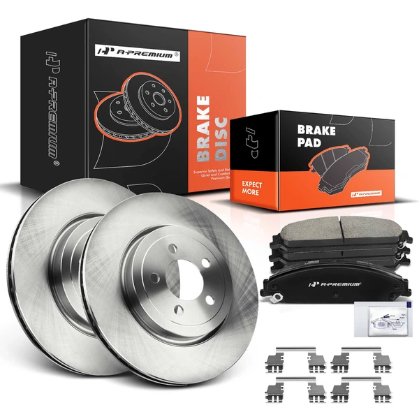 2009-2020 2022 Dodge Challenger Disc Brake Rotors and Ceramic Pads Kit, 6 Pcs, Front Driver & Passenger, A-Premium, APBRPR137