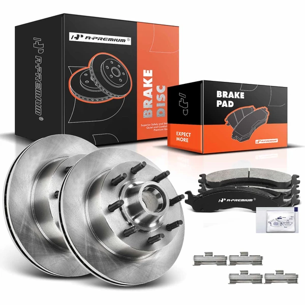 2003-2006 Ford E-450 Super Duty Disc Brake Rotors and Ceramic Pads Kit, 6 Pcs, Front Driver & Passenger, A-Premium, APBRPR470