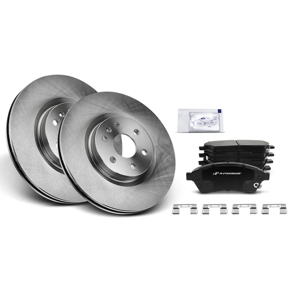 2010-2016 Cadillac SRX Disc Brake Rotors and Ceramic Pads Kit, 6 Pcs, Front Driver & Passenger, A-Premium, APBRPR190