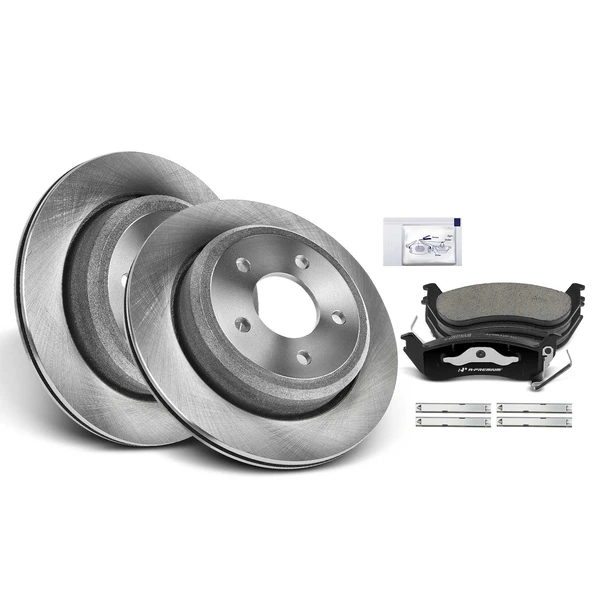 Disc Brake Rotors and Ceramic Pads Kit, 6 Pcs, Rear Driver & Passenger, A-Premium, APBRPR047