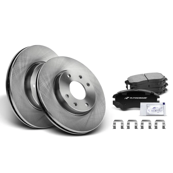 2002-2006 Kia Optima Disc Brake Rotors and Ceramic Pads Kit, 6 Pcs, Front Driver & Passenger, A-Premium, APBRPR438
