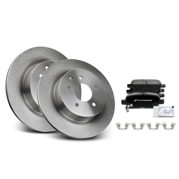 2009-2019 Nissan 370Z Disc Brake Rotors and Ceramic Pads Kit, 6 Pcs, Rear Driver & Passenger, A-Premium, APBRPR099