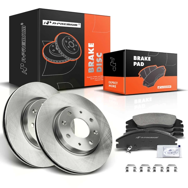 2005-2009 Kia Spectra5 Disc Brake Rotors and Ceramic Pads Kit, 6 Pcs, Front Driver & Passenger, A-Premium, APBRPR239