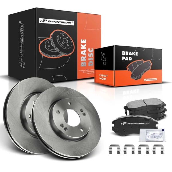 2006-2010 Kia Optima Disc Brake Rotors and Ceramic Pads Kit, 6 Pcs, Front Driver & Passenger, A-Premium, APBRPR441