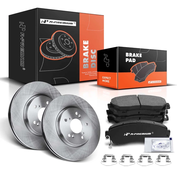 2007-2012 Acura RDX Disc Brake Rotors and Ceramic Pads Kit, 6 Pcs, Front Driver & Passenger, A-Premium, APBRPR110