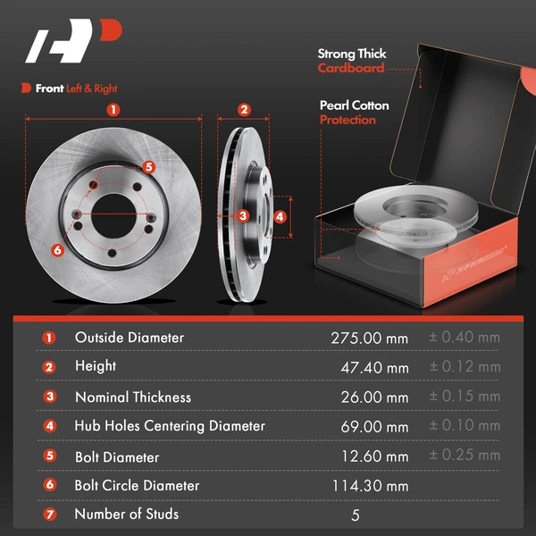 Disc Brake Rotors and Ceramic Pads Kit, 6 Pcs, Front Driver & Passenger, A-Premium, APBRPR450
