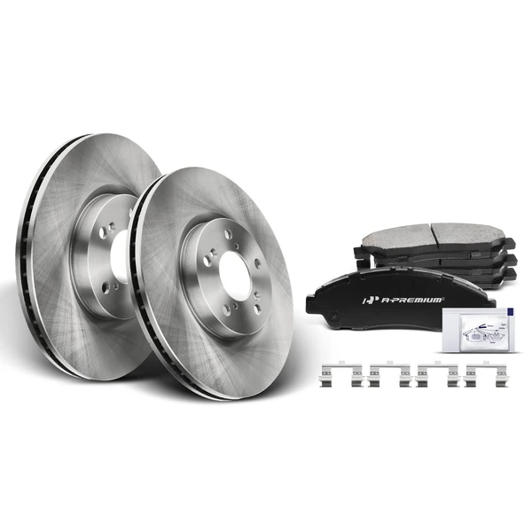 2007-2013 Acura MDX Disc Brake Rotors and Ceramic Pads Kit, 6 Pcs, Front Driver & Passenger, A-Premium, APBRPR250