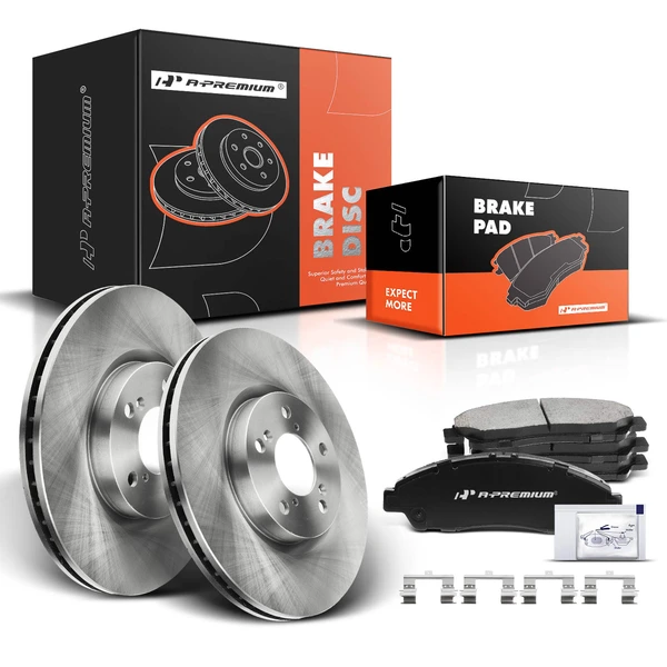 Disc Brake Rotors and Ceramic Pads Kit, 6 Pcs, Front Driver & Passenger, A-Premium, APBRPR250