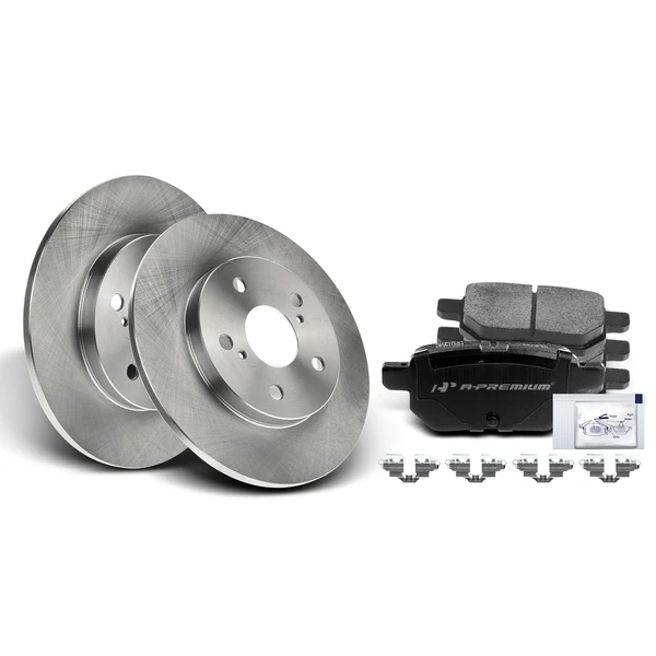 2008-2015 Scion xB Disc Brake Rotors and Ceramic Pads Kit, 6 Pcs, Rear Driver & Passenger, A-Premium, APBRPR113