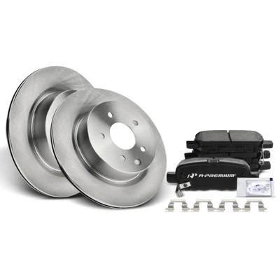 2010-2014 2016-2017 Nissan Maxima Brake Pad and Rotor Kit, 6 Pcs, Rear Driver & Passenger, A-Premium, APBRPR117