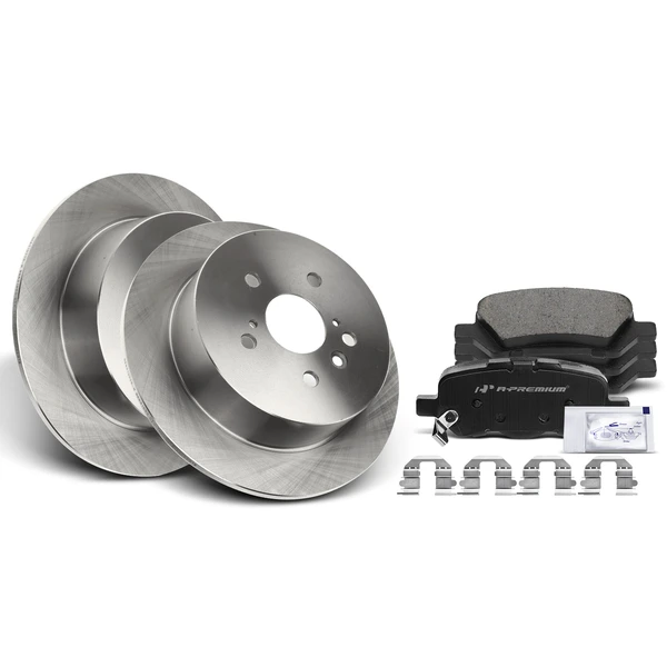 2009-2016 Toyota Venza Disc Brake Rotors and Ceramic Pads Kit, 6 Pcs, Rear Driver & Passenger, A-Premium, APBRPR460